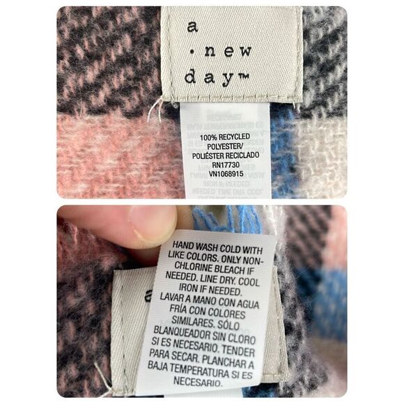 Plaid Oversized Fringe Trim Scarf Shawl Wrap - Picture 8 of 8